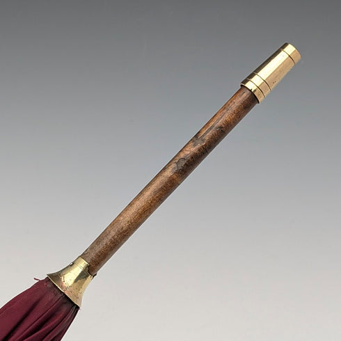 Vintage British ladies umbrella with gold-plated enamel handle, purple, 86cm