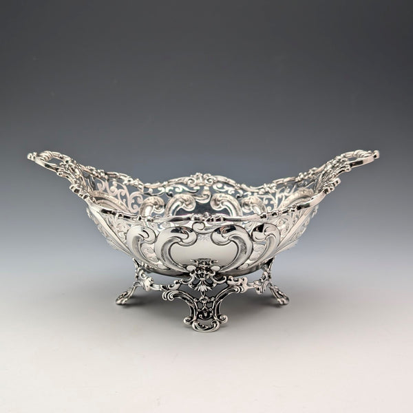 約 1900 年美國古董純銀高腳盤 205 克黑色 Starr & Frost