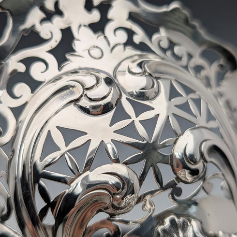 約 1900 年美國古董純銀高腳盤 205 克黑色 Starr & Frost