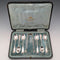 1912 British antique sterling silver tea spoons and sugar tongs set, 6 pieces, 108g, case included, Joseph Rodgers & Sons