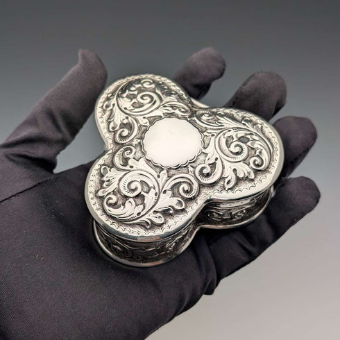 1900 British antique sterling silver ring box 103g John Edward Wilmot
