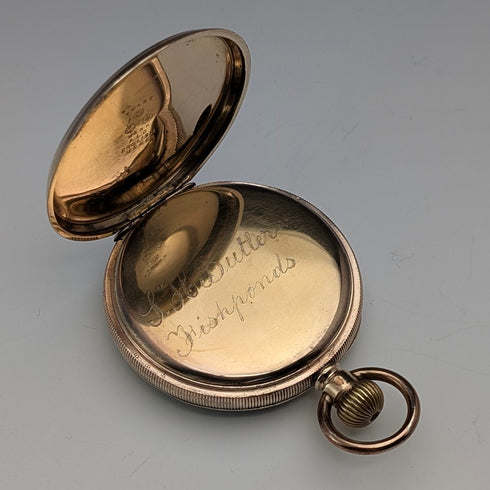 ヴィンテージ ファンシーダイヤル 懐中時計 金張りデニソンケース 動作良好