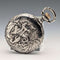 Circa 1902 Antique Longines Pocket Watch with Warrior & Ship Engravings, Silver Side Hunter Case, Good Working Condition