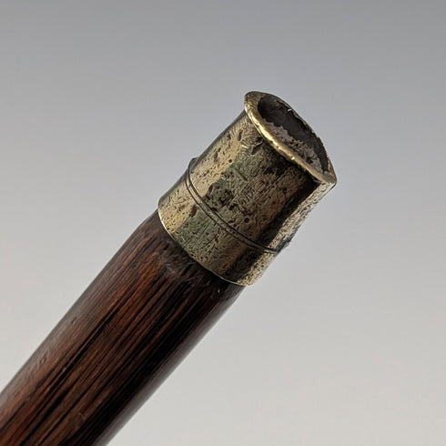 1902 British antique pure silver clutch handle walking stick 88cm J Howell & Co.