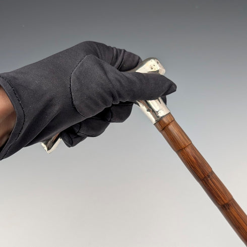 1902年 英国アンティーク 純銀クラッチハンドル ステッキ 杖 88cm J Howell&Co