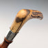 1901 British antique bamboo shaft L-shaped antler handle pure silver decoration walking stick 81cm