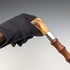 1901 British antique bamboo shaft L-shaped antler handle pure silver decoration walking stick 81cm