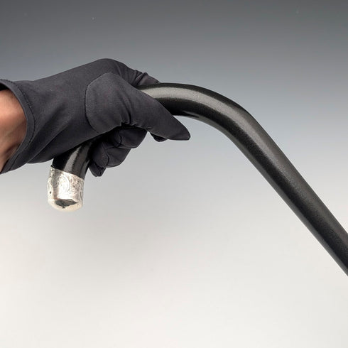 1923年 英国アンティーク 紳士用 曲がりハンドル 純銀装飾 ステッキ 杖 94cm Kendall&Sons