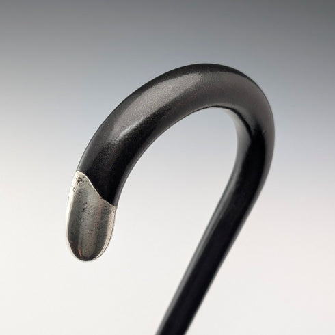 1919年 英国アンティーク 紳士用 曲がりハンドル 純銀装飾 ステッキ 杖 91cm Henry Tracy&Sons