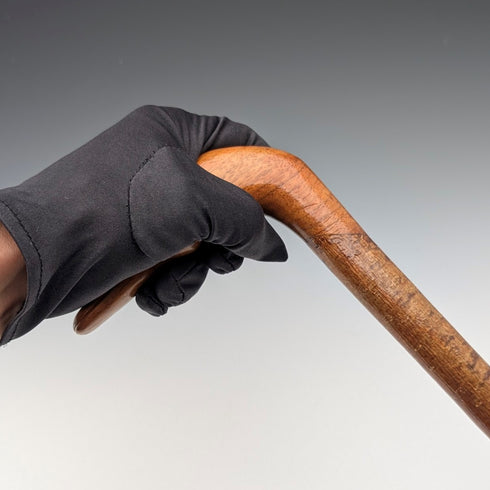 復古棕色軸豆豆頭手柄旅行拐杖 91 厘米