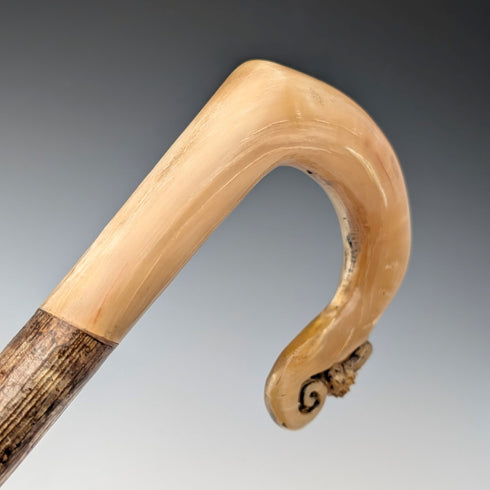 【ご注文品】英国スコットランド 紳士用 ホーンハンドル 羊飼いステッキ 杖 133cm