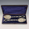 Late 19th Century British Antique Silver Plate Berry Spoons Pair in Case