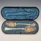 Late 19th Century British Antique Silver Plate Berry Spoons Pair Walker & Hall with Case