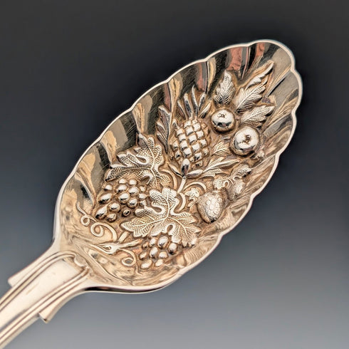 Late 19th Century British Antique Silver Plate Berry Spoons Pair Walker & Hall with Case