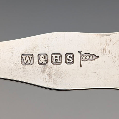 Late 19th Century British Antique Silver Plate Berry Spoons Pair Walker & Hall with Case