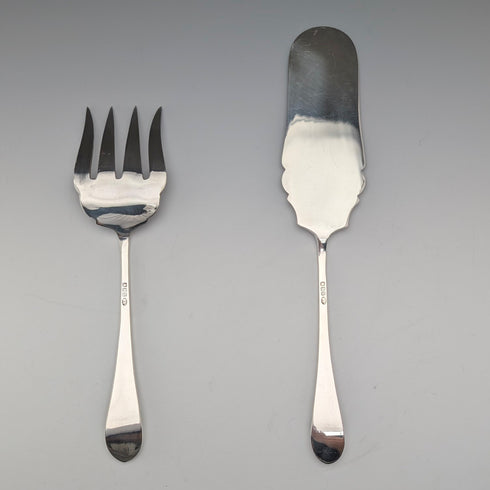 19世紀後半 英国アンティーク シルバープレート製 サービングカトラリーペア ABS ケース入