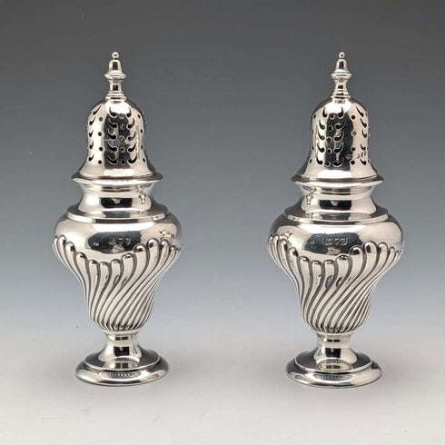 1892年 英国アンティーク 純銀製 シュガーシェイカーペア 計145g Possibly Sibray Hall&Co ケース入