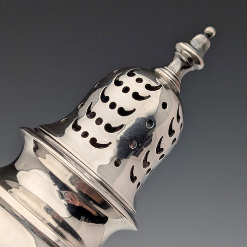 1892 British antique sterling silver sugar shaker pair, 145g total, Possibly Sibray Hall & Co, case included