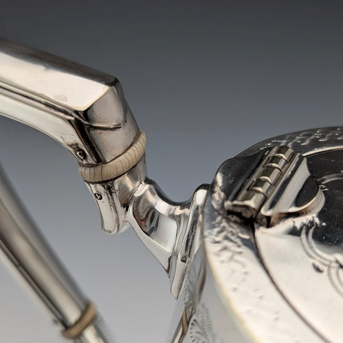 1900年頃 英国アンティーク シルバープレート製 ドラム型ティーポット