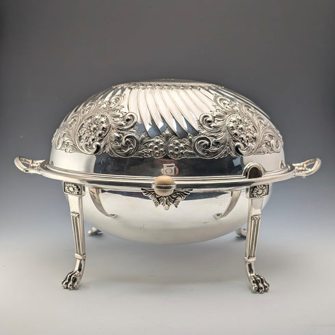 約 1902 年英國古董鍍銀卷頂早餐盤亨利·斯特拉特福德