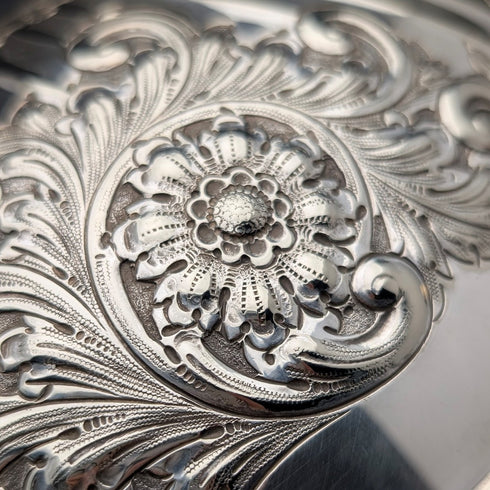 約 1902 年英國古董鍍銀卷頂早餐盤亨利·斯特拉特福德