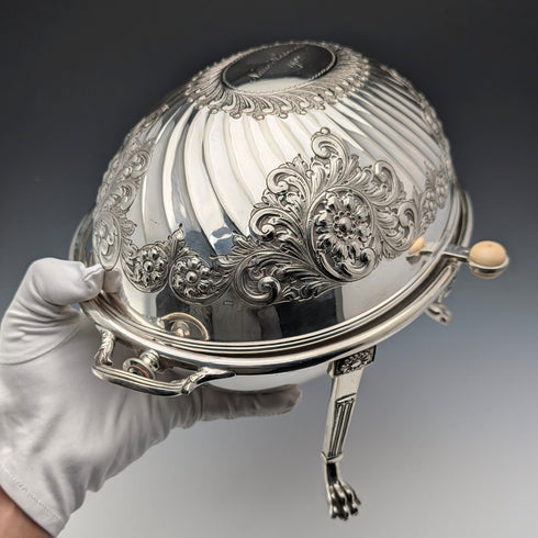 約 1902 年英國古董鍍銀卷頂早餐盤亨利·斯特拉特福德