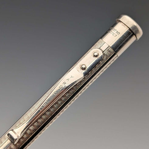 British Vintage Yard O' Red Rolled Silver Push-Pull Pencil