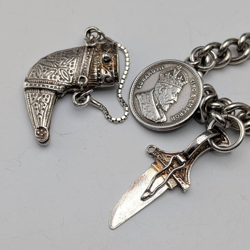 約 1970 年英國復古純銀吊飾手鍊 40 克