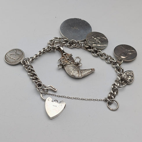 約 1970 年英國復古純銀吊飾手鍊 40 克