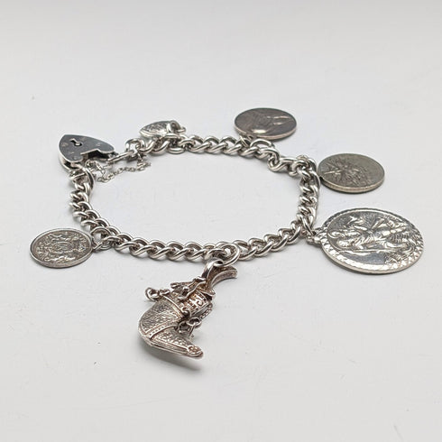 約 1970 年英國復古純銀吊飾手鍊 40 克