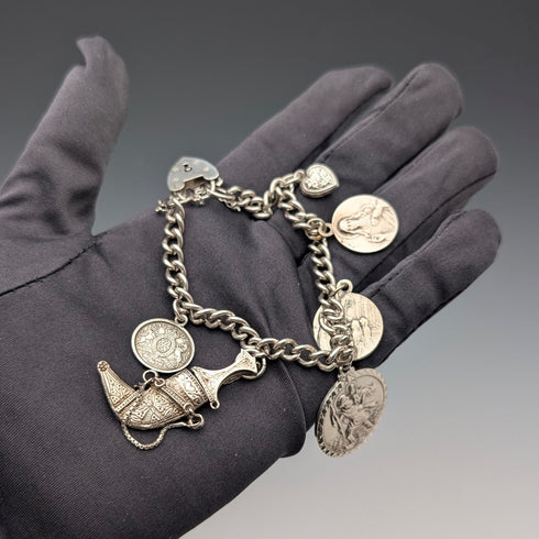 約 1970 年英國復古純銀吊飾手鍊 40 克