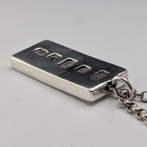 1977 British pure silver Jubilee ingot pendant 31g with pure silver necklace BJK