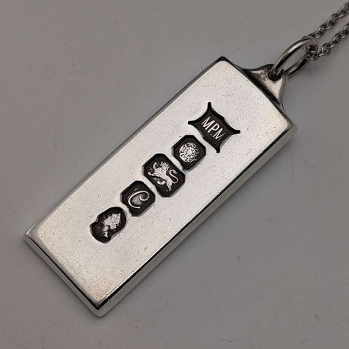 1977 British pure silver jubilee ingot pendant 28g with necklace MPM