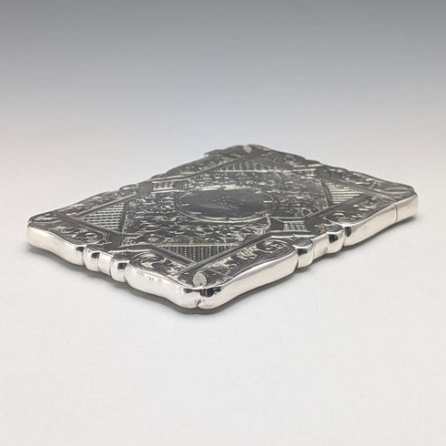 1893 British antique sterling silver card case 56g Frederick Marson