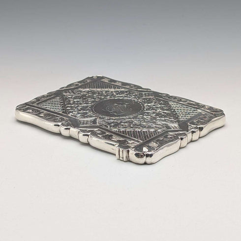 1893 British antique sterling silver card case 56g Frederick Marson