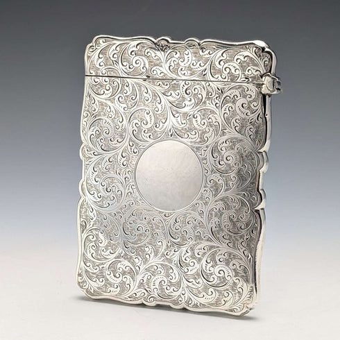 1894 British antique sterling silver card case 55g Frederick Marson
