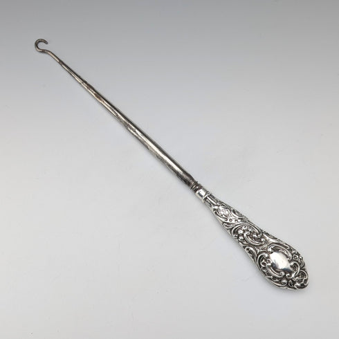 1897年 英国アンティーク 純銀ハンドル 大型ボタンフック Henry Matthews