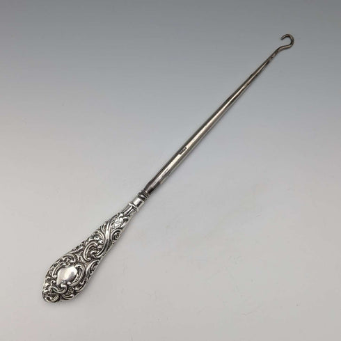 1897年 英国アンティーク 純銀ハンドル 大型ボタンフック Henry Matthews