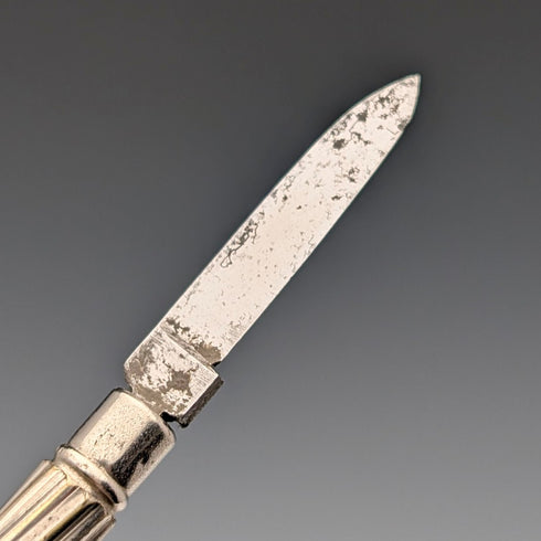 古董鍍銀旅行文具組(沾水筆、小刀)