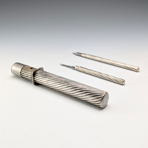 古董鍍銀旅行文具組(沾水筆、小刀)