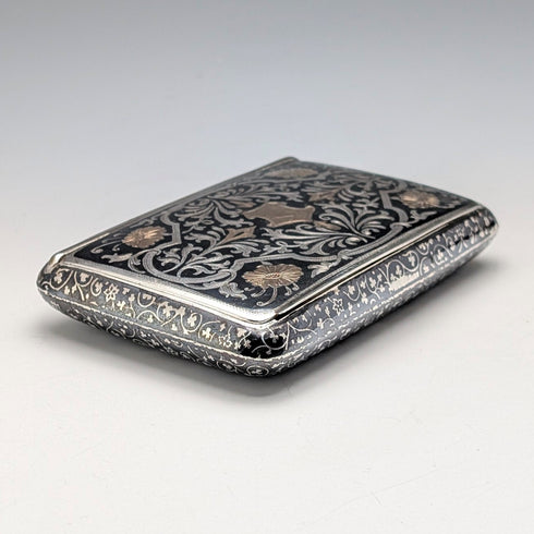 ヴィンテージ オーストリア製 アンティーク ニエロ象嵌900シルバー シガレットケース 116g