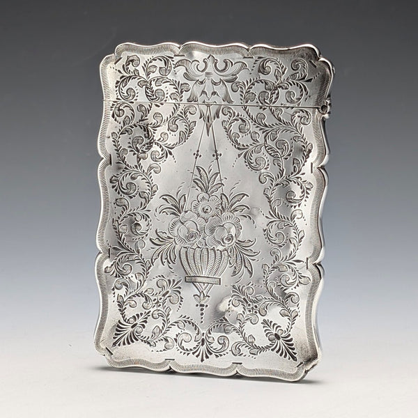 1874年 英国アンティーク 純銀製 カードケース 64g Robert Thornton
