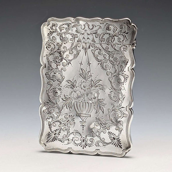 1874 British antique sterling silver card case 64g Robert Thornton