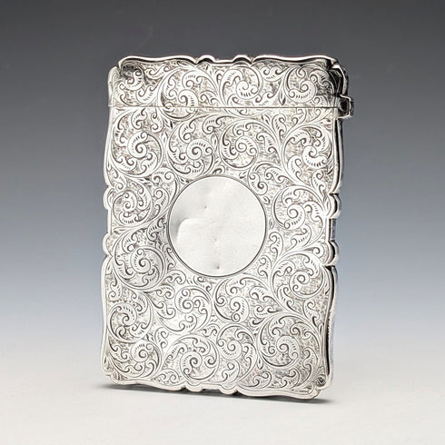1896 British antique sterling silver card case 56g Frederick Marson