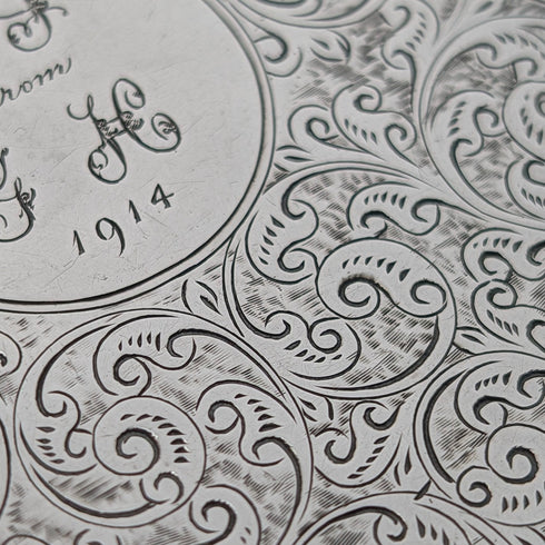 1896 British antique sterling silver card case 56g Frederick Marson