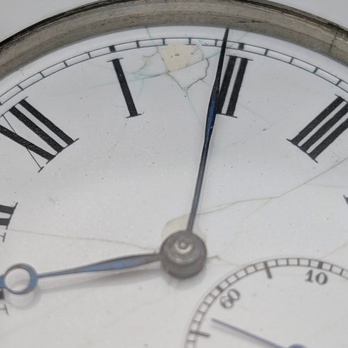 スイス アンティーク 無銘 両面クロノグラフ 懐中時計 800シルバーケース 動作良好