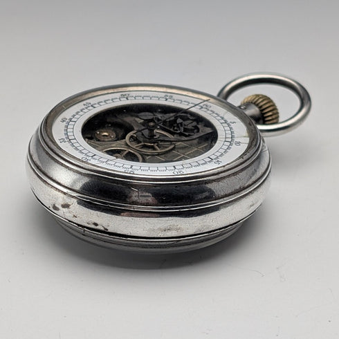 スイス アンティーク 無銘 両面クロノグラフ 懐中時計 800シルバーケース 動作良好