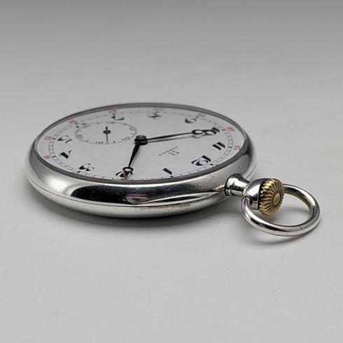 1915年頃 アンティーク オメガ 懐中時計 銀側薄型オープンフェース 動作良好