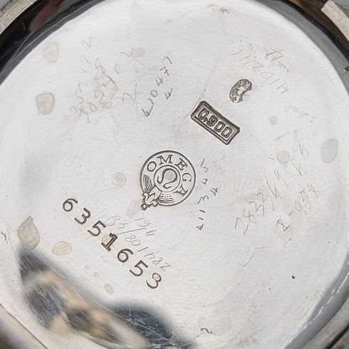 1915年頃 アンティーク オメガ 懐中時計 銀側薄型オープンフェース 動作良好