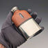 Vintage British leather and silver plate glass flask James Dixon & Sons